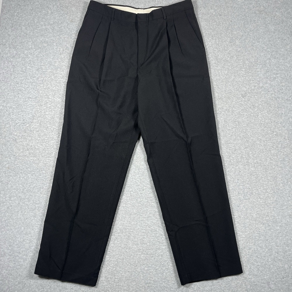 Levis Pants Mens 34x31 (Fit 34x30) Black Dacron Wool Blend Double Pleat Vintage